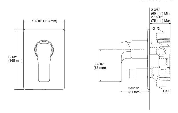 FORE TRI TM AQUA TURBO TM RECESSED NON-THERMOSTATIC BATH AND SHOWER VALVE TRIM - KOHLER POPULAR -  ( POLISHED  CHROME - POPULAR - 0x15 mm - 0inchX0.5inch )