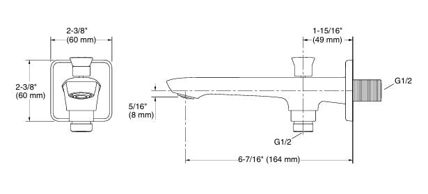 ENGAGE TM WALL-MOUNT BATH SPOUT WITH DIVERTER - KOHLER PREMIUM -  ( VIBRANT FRENCH GOLD - PREMIUM - 0x15 mm - 0inchX0.5inch )