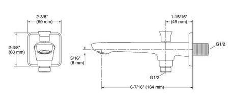 ENGAGE TM WALL-MOUNT BATH SPOUT WITH DIVERTER - KOHLER PREMIUM -  ( VIBRANT FRENCH GOLD - PREMIUM - 0x15 mm - 0inchX0.5inch )