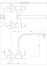SINK MIXER WITH REGULAR SWINGING SPOUT (WALL MOUNTED)WITH CONNECTING LEGS & WALL FLANGES - JAQUAR FAUCET - ( CHROME - FUSION PRIME - 0x15 mm - 0inchX0.5inch )