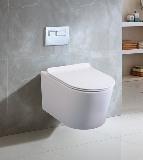 WALL HUNG WC RIMLESS W/UF SEAT COVER ( BOLT DISTANCE 7INCH) - AQUANT - ( WHITE - - 465x330 mm - 19inchX13inch )