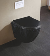 RIMLESS W/HUNG WC W/SLIM UF SEAT COVER ( BOLT DISTANCE 7INCH) - AQUANT - ( MARQUINA GLOSSY FINISH - MARBLE - 490x370 mm - 19.6inchX14.8inch )