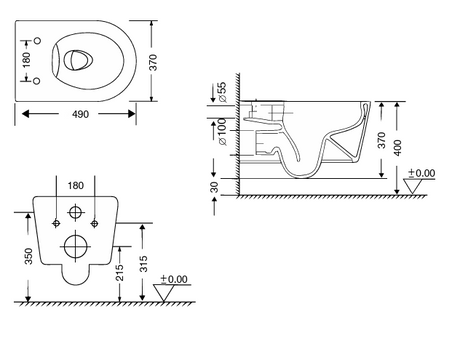 RIMLESS W/HUNG WC W/SLIM UF SEAT COVER ( BOLT DISTANCE 7INCH) - AQUANT -  ( STATUARIO GLOSSY FINISH - MARBLE - 490x370 mm - 19.6inchX14.8inch )
