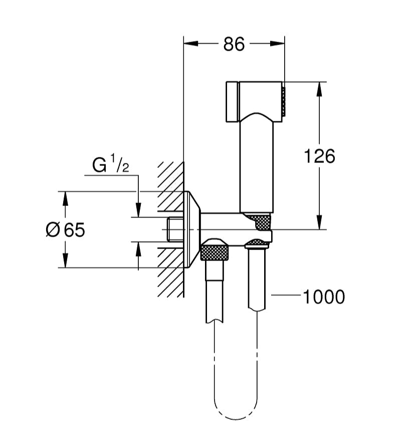 SENA TRIGGER SPRAY SET WITH WALL VALVE - GROHE-(CHROME - G5 - SENA - 0x15 mm - 0inchX0.6inch )