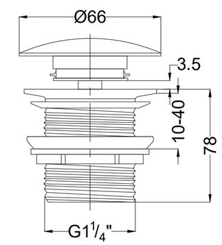 WASTE COUPLING POP UP F/T ROUND - AQUANT - ( CHROME - - 0x32 mm - 0inchX1.28inch )