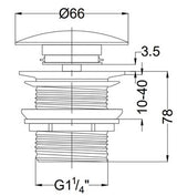 WASTE COUPLING POP UP F/T ROUND - AQUANT - ( CHROME - - 0x32 mm - 0inchX1.28inch )