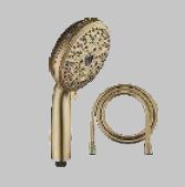 ABS MULTI FUNCTION HAND SHOWER WITH 7 FLOWS SHOWER, MIST, COLUMNAR FOAM, SPRAY, MASSAGE,BUBBLE & SPRINKLE WITH 1.5 MTR PVC HOSE - AQUANT - (BRUSHED GOLD -  - 0x125 mm - 0inchX5inch)
