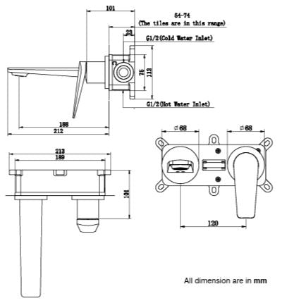 SINGLE LEVER BRASS WALL BASIN MIXER FOAM FLOW - AQUANT - ( CHROME - SEINA SERIES - 0x0 mm - 0inchX0inch )