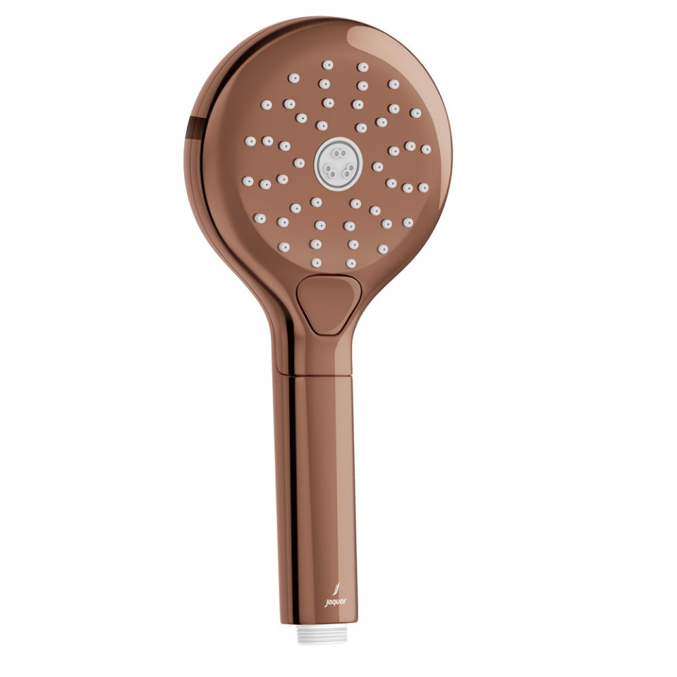 MEDLEY HAND SHOWER 120MM ROUND SHAPE TRIFLOW (SWIRL, MASSAGE & RAIN)ABS BODY WITH RUBIT CLEANING SYSTEM WITHOUT HOSE - JAQUAR FAUCETS -  ( BLUSH GOLD PVD - MEDLEY SHOWER - 0x15 mm - 0inchX0.5inch )