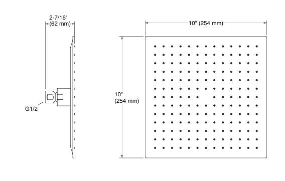 SQUARE RAINDUET EDGE HEADSHOWER - KOHLER PREMIUM -  ( VIBRANT FRENCH GOLD - PREMIUM - 254x254 mm - 10.16inchX10.16inch )