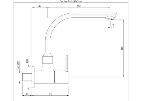 SINK COCK WITH REGULAR SWINGING SPOUT (WALL MOUNTED)WITH WALL FLANGE - JAQUAR FAUCETS - ( CHROME - FUSION PRIME - 0x15 mm - 0inchX0.5inch )