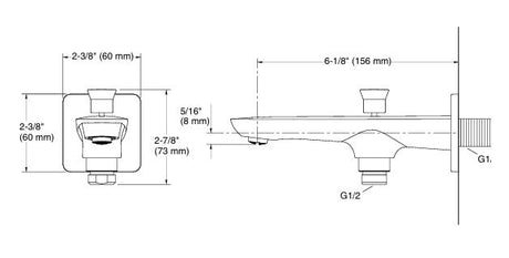 FLUENCE WALL-MOUNT BATH SPOUT WITH DIVERTER - KOHLER PREMIUM -  ( MATTE BLACK - PREMIUM - 0x15 mm - 0inchX0.5inch )
