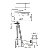 SINGLE LEVER BASIN MIXER WITH POPUP WASTE AND LONG BRAIDED HOSES - JAQUAR FAUCETS - ( CHROME - LAGUNA - 0x15 mm - 0inchX0.5inch )