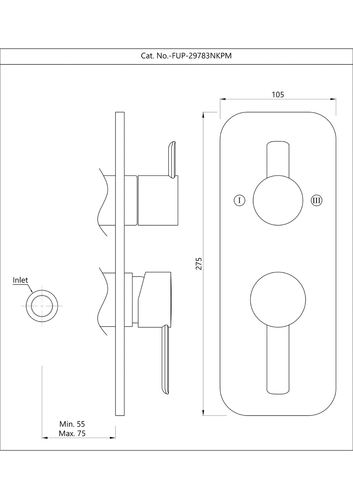 AQUAMAX EXPOSED PART KIT OF SINGLE LEVER SHOWER MIXER WITH 3-WAY OUTLET & SLEEVE (COMPATIBLE WITH ALD-783N)- JAQUAR FAUCETS -  ( BLACK CHROME - FUSION - 0x15 mm - 0inchX0.5inch )