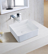 TABLE MOUNTED CERAMIC WASH BASIN SQUARE SHAPE - AQUANT - ( WHITE - - 300x300x120 mm - 12inchX12inchX4.8inch )