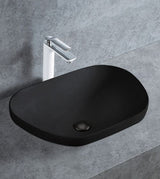 SEMI COUNTER/TABLE MOUNTED WASH BASIN - AQUANT -  ( MATT BLACK -  - 580x400 mm - 23.2inchX16inch )
