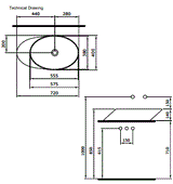 TABLE MOUNTED CERAMIC ART BASIN - AQUANT -  ( MATT MINT -  - 720x400x140 mm - 28.8inchX16inchX5.6inch )