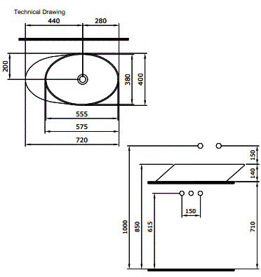 TABLE MOUNTED CERAMIC ART BASIN - AQUANT -  ( MATT MINT -  - 720x400x140 mm - 28.8inchX16inchX5.6inch )