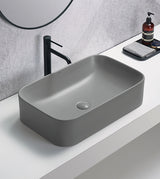 TABLE MOUNTED CERAMIC WASH BASIN - AQUANT -  ( LUNAR GREY MATT -  - 600x380x150 mm - 24inchX15.2inchX5inch )
