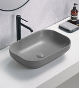 TABLE MOUNTED CERAMIC WASH BASIN - AQUANT -  ( LUNAR GREY MATT -  - 504x352x145 mm - 20.16inchX14.08inchX5.8inch )