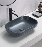 TABLE MOUNTED CERAMIC WASH BASIN - AQUANT -  ( MATT GREY -  - 504x352x145 mm - 20.16inchX14.08inchX5.8inch )