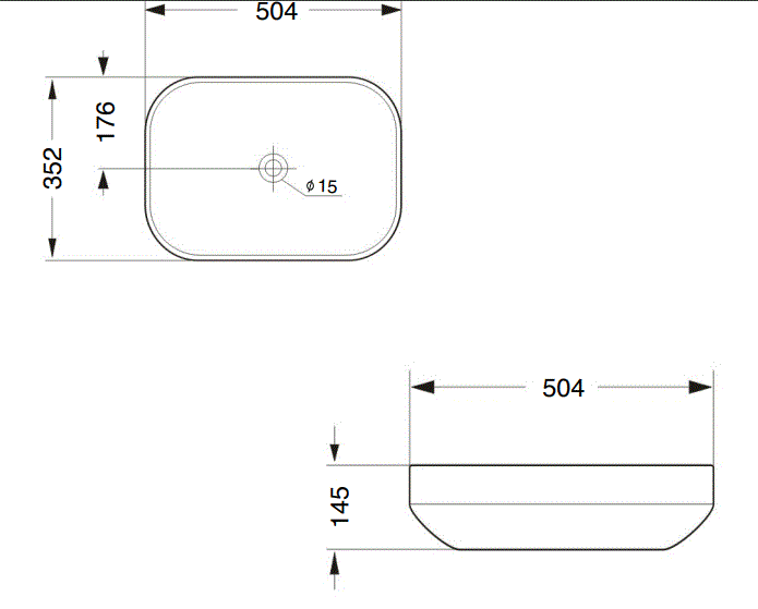 TABLE MOUNTED WASH BASIN - AQUANT -  ( WHITE -  - 504x352 mm - 20.16inchX15inch )