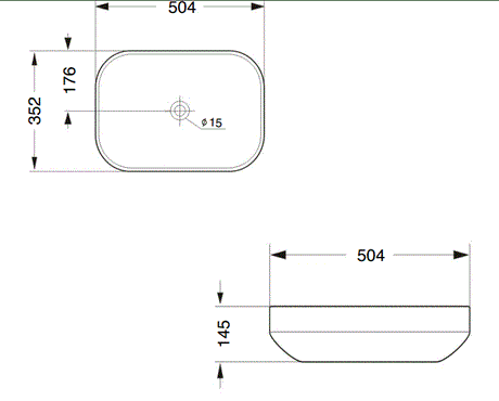 TABLE MOUNTED WASH BASIN - AQUANT -  ( WHITE -  - 504x352 mm - 20.16inchX15inch )