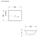 UNDER COUNTER WASH BASIN - AQUANT -  ( WHITE -  - 534x367 mm - 21.3inchX14.6inch )
