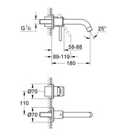ATRIO OHM 2-H BASIN M WALL MTD, 180MM SP - GROHE -  ( CHROME - G5 - ATRIO - 0x15 mm - 0inchX0.5inch )