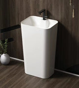 FLOOR MOUNTED PEDESTAL WITH TAP HOLE - AQUANT -  ( GLOSSY WHITE -  - 860x500x380 mm - 34.4inchX20inchX15.2inch )