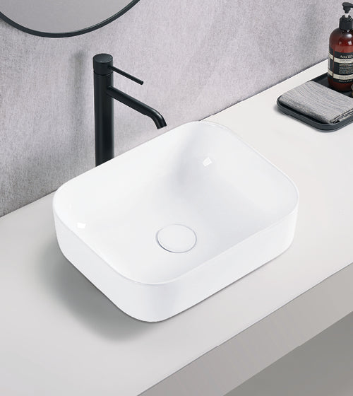 TABLE MOUNTED CERAMIC WASH BASIN - AQUANT -  ( WHITE -  - 400x305x140 mm - 16inchX12.2inchX5.6inch )