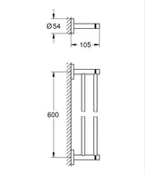 ESSENTIALS DOUBLE TOWEL BAR 600MM - GROHE -  ( CHROME - G3 - ESSENTIALS - 0x0 mm - 0inchX0inch )