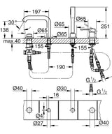 ESSENCE 4-HOLE 1-HANDLE BATH COMBINATION - GROHE -  ( BRUSHED HARD GRAPHITE - G5 - ESSENCE - 0x0 mm - 0inchX0inch )