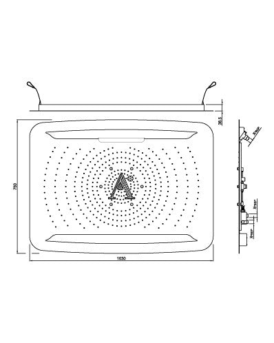FALSE CEILING SHOWER 4 FUNC W/O KIT - ARTIZE FAUCET -  ( STL - RAINJOY - 1000x750 mm - 39inchX29inch )