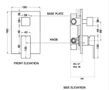 SINGLE LEVER DIVERTER 2 IN 3 OUTLETS - AQUANT - ( CHROME - - 0x15 mm - 0inchX0.5inch )