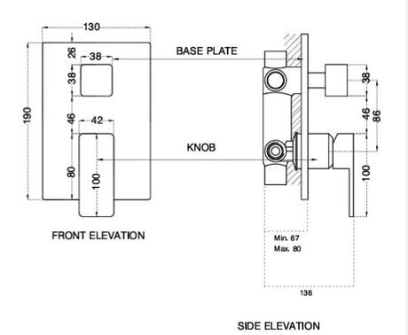SINGLE LEVER DIVERTER 2 IN 3 OUTLETS - AQUANT - ( CHROME - - 0x15 mm - 0inchX0.5inch )