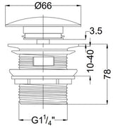 WASTE COUPLING POP UP H/T ROUND - AQUANT -  ( CHROME -  - 3x32 mm - 0.12inchX1.28inch )