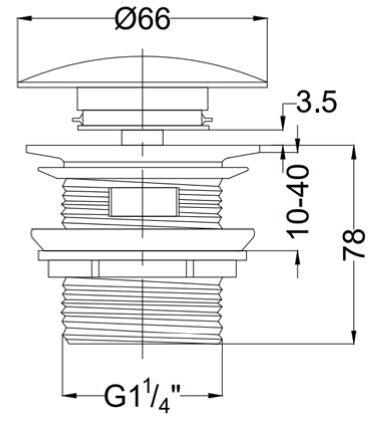 WASTE COUPLING POP UP H/T ROUND - AQUANT - ( CHROME - - 3x32 mm - 0.12inchX1.28inch )