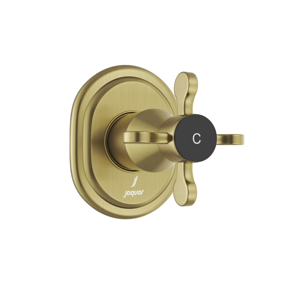 EXPOSED PART KIT FOR RIGHT CONCEALED STOP COCK (COLD ONLY)WITH FITTING SLEEVE, OPERATING LEVER & ADJUSTABLE WALL FLANGE - JAQUAR FAUCETS - ( ANTIQUE BRONZE - QUEENS PRIME - 0x0 mm - 0inchX0inch )