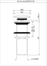 CLICK CLACK WASTE 32MM SIZE FULL THREAD - ARTIZE FAUCET -  ( CHROME - ALLIED - 0x15 mm - 0inchX0.5inch )