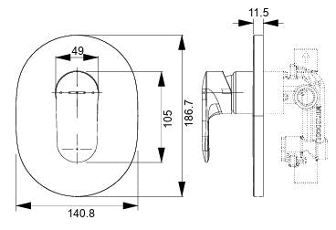 KUMIN RECESSED SHOWER ONLY TRIM - KOHLER POPULAR -  ( POLISHED CHROME - POPULAR - 0x0 mm - 0inchX0inch )