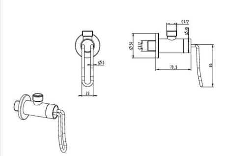 ANGLE VALVE WITH BRASS FLANGE - AQUANT - ( ROSE GOLD+MATT WHITE - - 0x15 mm - 0inchX0.6inch )