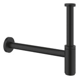 BOTTLE TRAP 32MM SIZE WITH 300MM & 190MM LONG WALL CONNECTION PIPES & WALL FLANGE -  ( PHANTOM BLACK - G4 - GROHE - 32x300 mm - 1.25inchX12inch )
