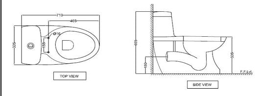 EWC ONE PC P -TRAP 180MM W/PP SOFT CLOSE SEAT COVER - ESSCO SWARE -  ( WHITE - COSMO - 390x710 mm - 15.6inchX28.4inch )