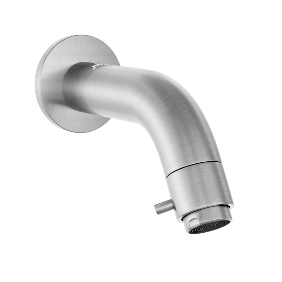 SPOUT OPERATED BIB TAP ROUND SHAPE WITH WALL FLANGE - JAQUAR FAUCETS - ( STAINLESS STEEL - SPOUT OP.TAP - 0x15 mm - 0inchX0.5inch )