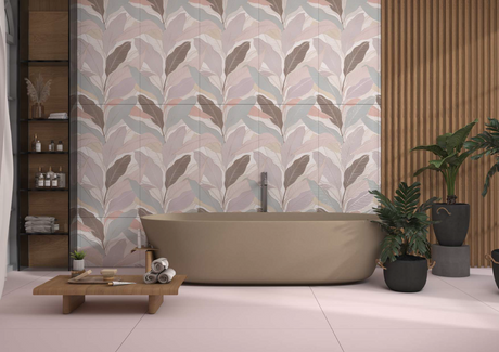 OVATE PINK DECOR - INDIAN TILES -  (  - BLACKBERRY FLORAL DECOR - 1200x600 mm - 48inchX24inch )