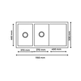 SS KITCHEN SINK 2.0 BOWL WITH DRAIN BOARD WITH FA-05A WASTE COUPLING (DEPTH 8INCH)- FUTURA -  ( BRUSHED FINISH - HAND CARVED SERIES - 1193x508 mm - 47inchX20.32inch )
