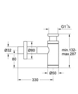 WASTE TRAP BASIN 1 1/4INCH - GROHE -  ( BRUSHED HARD GRAPHITE - G5 - GROHE - 0x32 mm - 0inchX1.25inch )