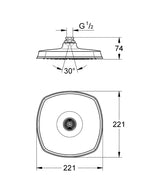 GRANDERA 210 HEADSHOWER WITHOUT ARM - GROHE -  ( CHROME - G5 - GRANDERA - 0x15 mm - 0inchX0.6inch )