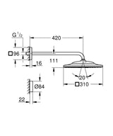 RAINSHOWER SMARTCONNECT 310 HEADSHOWER SET, CUBE, 422MM - GROHE -  ( CHROME - G5 - RAINSHOWER - 0x0 mm - 0inchX0inch )